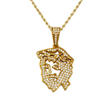 Yellow Diamond Jesus Head Pendant in 10k Yellow Gold 1.06 Ctw